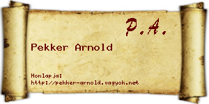 Pekker Arnold névjegykártya